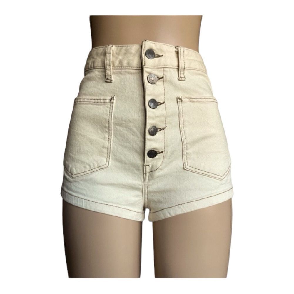 We The Free By Free People High Rise Women’s Cream Bridgette Shorts - Picture 2 of 11